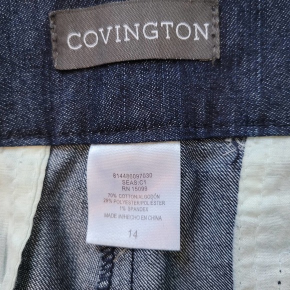 Covington Size 14 Dark Wash Denim Trousers Pockets Casual Straight Leg Classic - Picture 7 of 8
